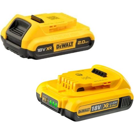 Dewalt – Batteries 18V Li-Ion XR 2 x 2.0Ah – Compatible avec tous les outils XR – Technologie de durée de vie accrue – Pour usage intensif