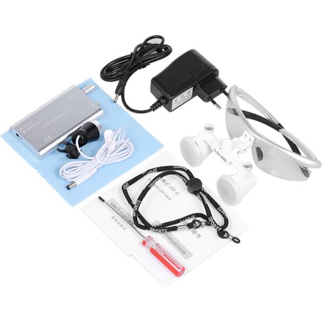 3,5 x 420 mm zahnärztliche Binokularlupen mit tragbarer LED-Stirnlampe, medizinische und chirurgische optische Glaslupen mit integrierter Stirnlampe.