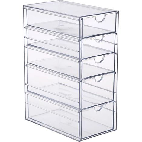 Aufbewahrungsbox aus transparentem Acryl mit 5 Schubladen, Organizer für Haaraccessoires, Badezimmer, Kleiderschrank, Büro, 25 × 17 × 10 cm