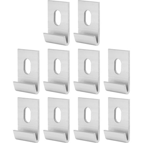 Ensemble de 10 clips de base, crochets de serrage, pinces en aluminium et fixations argentées. (1/5)