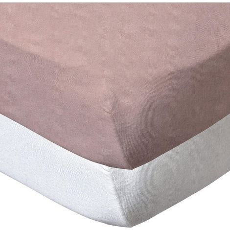 Lot de 2 Draps-housse Coton 70x140 cm Blanc Rose Rabat 17 cm Certifié Oeko-tex Pour Lit Bébé (1/5)