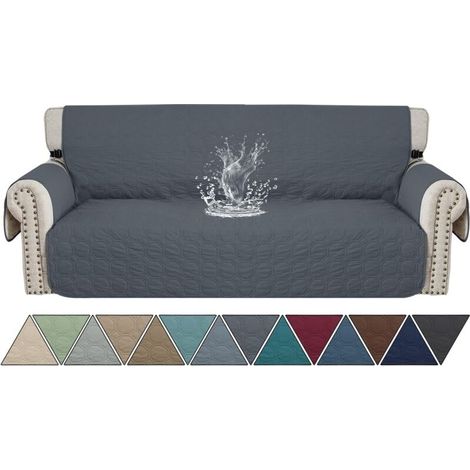 Housse de Canapé 3 Places Gris Clair Imperméable et Antidérapante, Protection Poils d’Animaux, Universelle et Pratique (1/5)