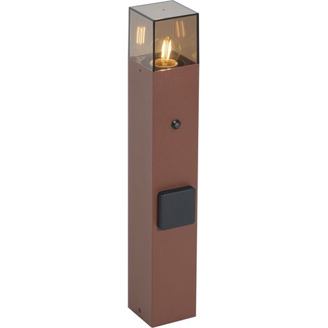 Industrielle Außenleuchte Rostbraun mit Rauchglas 50cm mit Dämmerungssensor - Dänemark