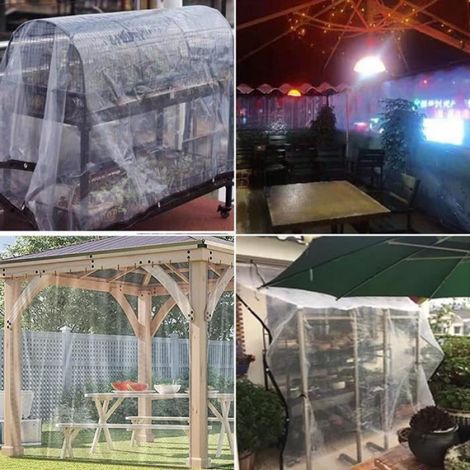 Bâche Transparente avec œillets 2 X 1m - Bâche en Plastique Imperméable PVC, des Couvertures de Feuille d'usine de Fleur Anti-Pluie (1/4)