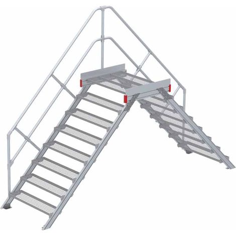 Euroline 512 Überstieg 45° 1000mm Stufenbreite 2x8 Stufen Stahl Gitterrost