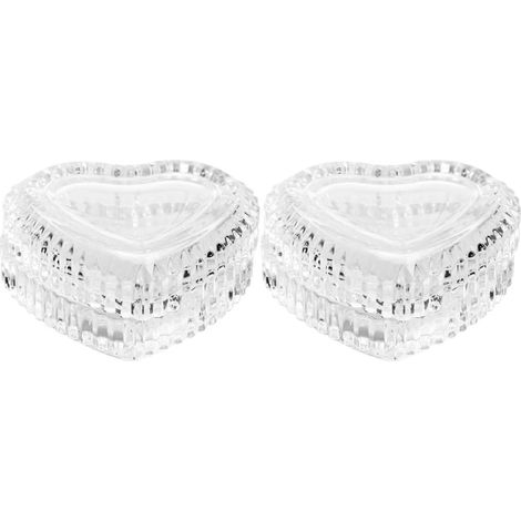 Boîte à Bijoux en Verre de Cœur, Lot de 2, Style Européen Chic, Rangement Sécurisé pour Bijoux, pour Présentation et Protection (1/5)