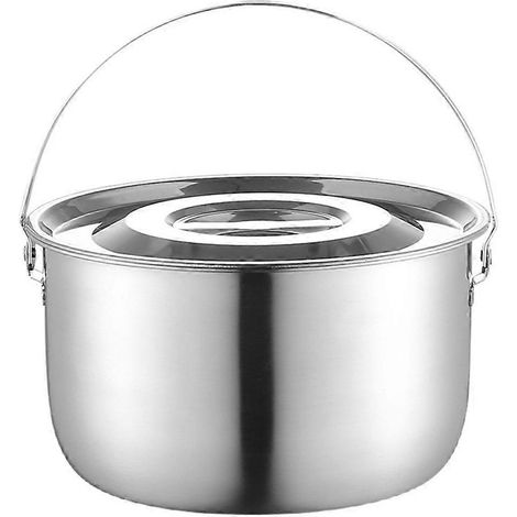 Camping-Kochtopf aus Edelstahl mit Deckel für drinnen und draußen – ideal zum Köcheln, Dämpfen und Mischen. (1/5)