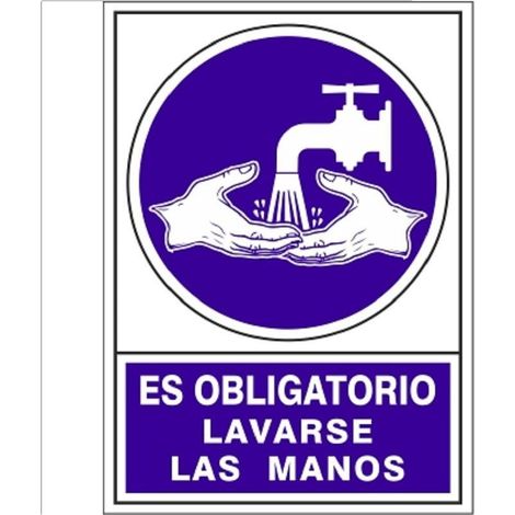 señal 670 plástico 345x245 ''obligatorio lavarse las manos'' (1/3)