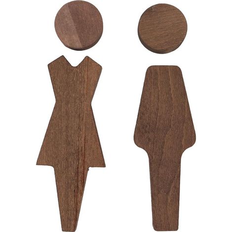 Lot de 2 panneaux de porte de toilettes en bois, pour hommes et femmes, pour portes et murs de toilettes. (1/5)