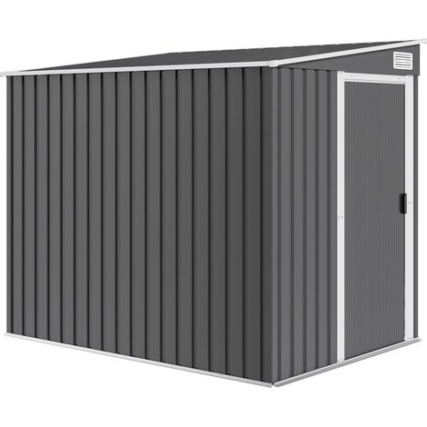 Metall-Gerätehaus für den Garten, 2,81 m², 154 x 206,5 x 181 cm, mit Pultdach und Bodenrahmen (1/5)
