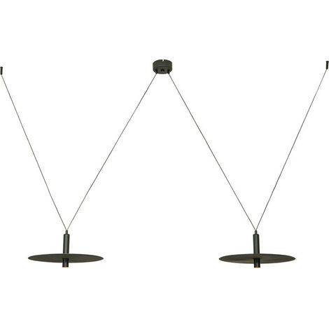 Suspension Luminaire LED 14W Noir Mat Zambelis - Blanc chaud - 3000K (1/2)