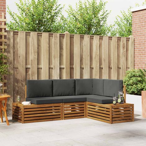 vidaXL  Outdoor Sofa Set  with Cushion 4 Piece Natural and Anthracite