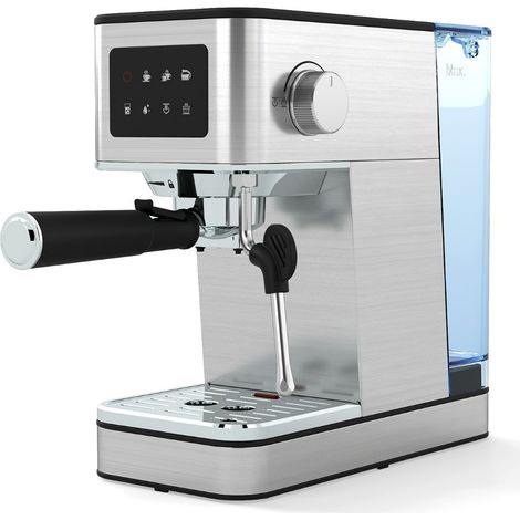 Machine à Café à Expresso 20 Bars avec Buse Vapeur Écran Tactile Réservoir d’Eau 1,7 L Cafetière Espresso Compacte 1200W Argent