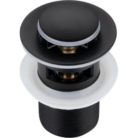 Tappo per lavabo Klik Klak B in ottone con troppopieno, nero (1/5)