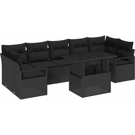 Maison Exclusive - Set Divano da Giardino 8 pz 7-Numero di posti Nero polyrattan (1/5)