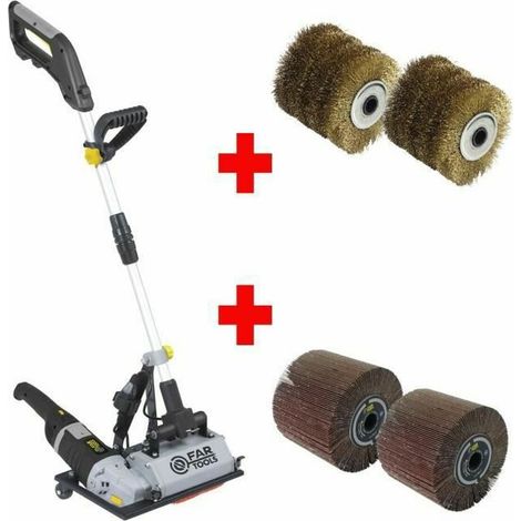FARTOOLS PACK GRAND RENOVATEUR SUR PIED POUR SURFACE AU SOL + 2 BROSSES FIL LAITONNE + 2 BROSSES LAMELLES ABRASIVES (1/5)