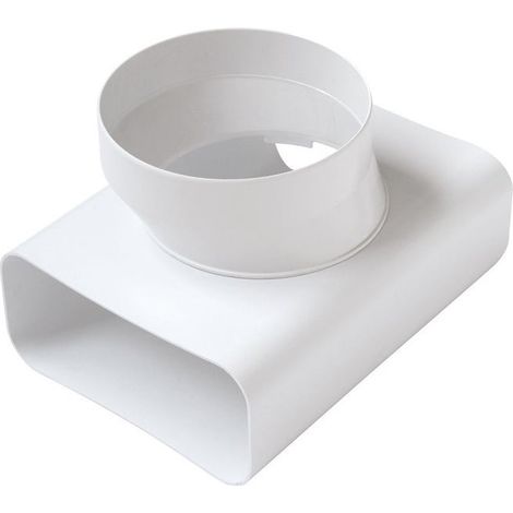 Té-coude vertical de tube Ventilation rectangulaire 150 x 70 mm à tube Ventilation rond Ø120 Blanc - First Plast