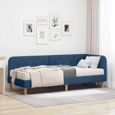 Eckbettgestell Blau 80 x 200 cm Stoff