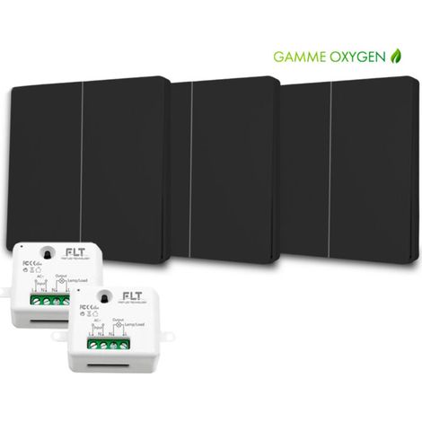 Kit interrupteur va et vient sans fil et sans pile auto alimenté piézoélectrique - 3 boutons double alluamge + 2 récepteurs (1/5)