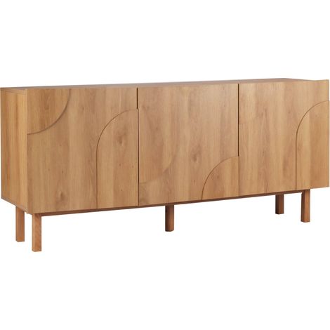 Buffet 3 portes en mélaminé 160 cm effet bois