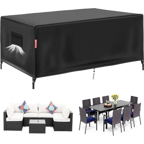 Abdeckung Gartenmöbel Winterfest 420d Oxford Wasserdicht 180x120x74CM Schwarz (1/5)