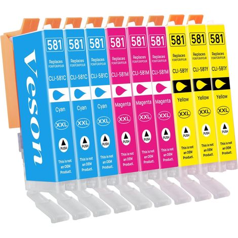CLI-581 XXL (3 Cyan, 3 Magenta, 3 Jaune) Cartouches d'encreCompatible avec Canon 581 pour Canon Pixma TR8550 TR8500 TS9551C TS9551 TS9550 TS8350 TS8251 TS8150 TR7550 TS6150 TS6350 TS6250 TS6151 TS705 (1/5)
