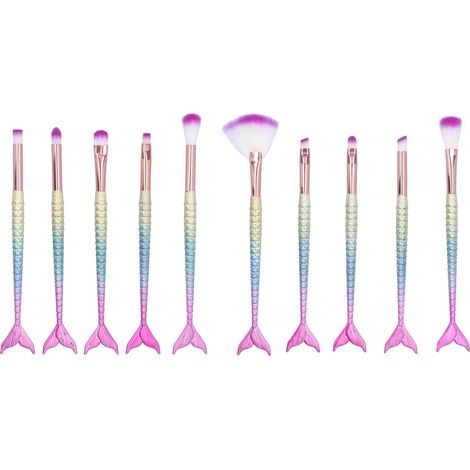 10 pinceaux maquillage soyeux, kit brosse blush fard à paupières sourcils enlumineur (1/5)