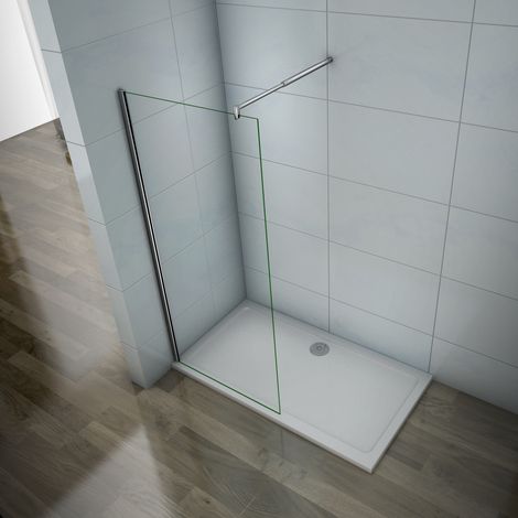 Parete Doccia Walk-in Con Barra Stabilizzatrice Regolabile 70-120cm Vetro 6mm Temperato Anticalcare Misura 95x185cm