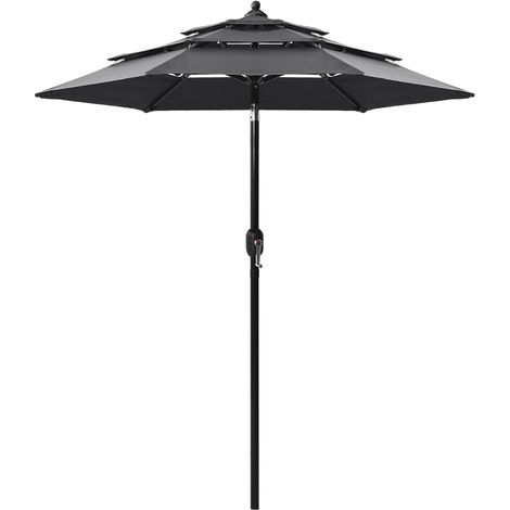 Sonnenschirm mit Aluminium-Mast 3-lagig Anthrazit 2 m