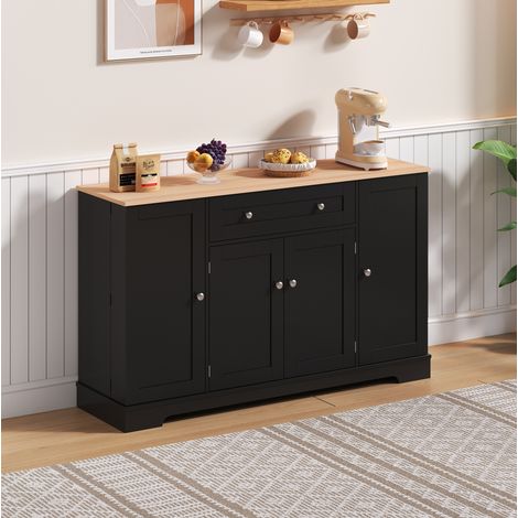 Madia da cucina in MDF nero 138x40x85 cm con contenitore FloraGrace (1/5)