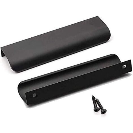 Lot de 5  Poignée Profil Noir Poignee de Meuble Cuisine Noir -128 Poignée Cuisine Noir Poignée Meuble Noir Mat en Alliage d'Aluminium Entraxe 128mm Longueur 150mm