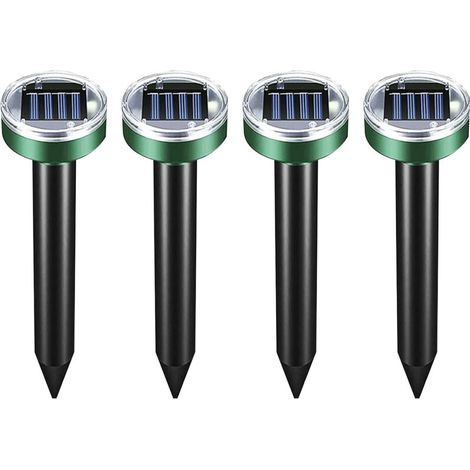 Juego de 4 repelentes solares ultrasónicos redondos para mascotas, para uso en interiores y exteriores -Crezuo
