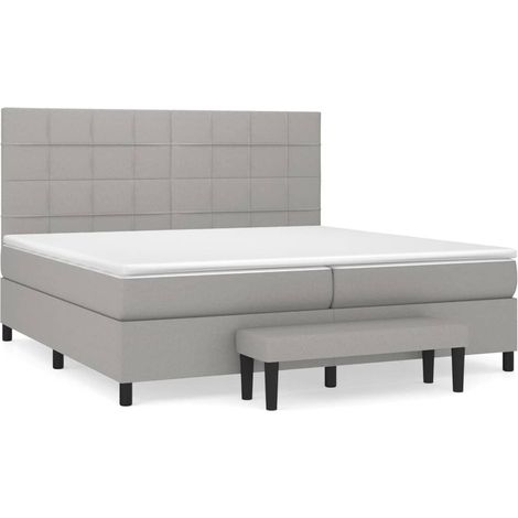 Maison Exclusive - Cama box spring con colchón tela gris claro 20