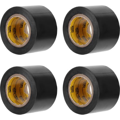 Set di 4 pezzi di nastro isolante elettrico impermeabile in PVC per elettricisti, 4,4 cm, nero.