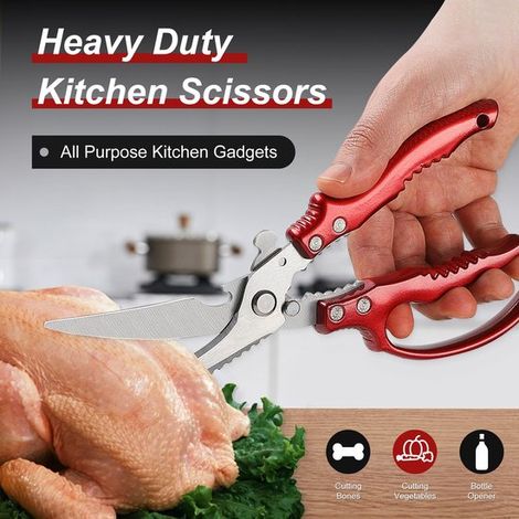 Forbici da cucina robuste per tagliare carne, pollo, ossa, tacchino, pesce e pollame. Forbici per la preparazione degli alimenti, utensile da cucina universale. (1/5)