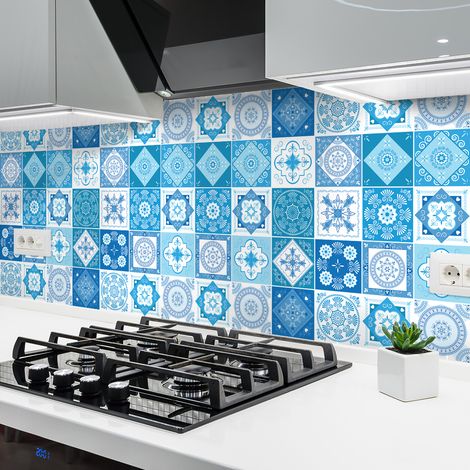 Sticker Mural Carrelage adhésif Cuisine Salle de Bain - 24 STICKERS CARREAUX DE CIMENT AZULEJOS SHELBIO - 24stickers20x20cm (1/5)
