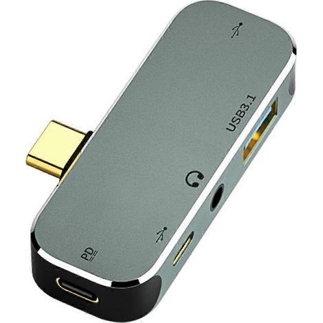 Hub d'extension USB Type-C pour PC, prise jack 3,55 mm, PD100W, compatible USB 3.0/USB 2.0, rallonge USB YX04 (x3) (1/5)