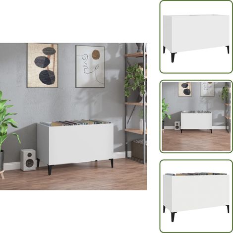 The Living Store Mueble para discos madera contrachapada blanco 74,5x38x48 cm - Armario para vinilos