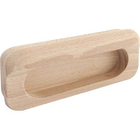 Poignée de porte coulissante en bois de hêtre brut - Largeur : 107 mm