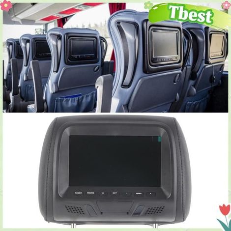 Tbest Moniteur de voiture Moniteur universel pour appui-tête de voiture, 7 pouces, lecteur multimédia vidéo moto appui-tete Noire (1/5)