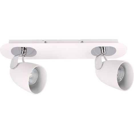 Italux Oxford - Projecteurs Modernes Chrome, Blanc 2 Lumière avec Abat-Jour Blanc, GU10