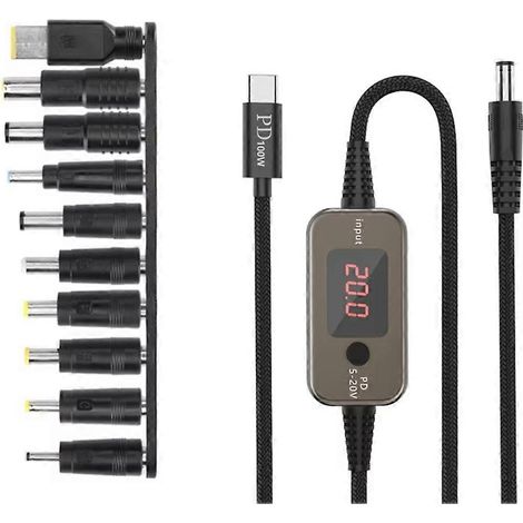 Câble d'alimentation élévateur PD100W Deception Line USB-C vers CC, tension réglable 5 V-20 V, pour ordinateurs portables et autres appareils. (1/5)