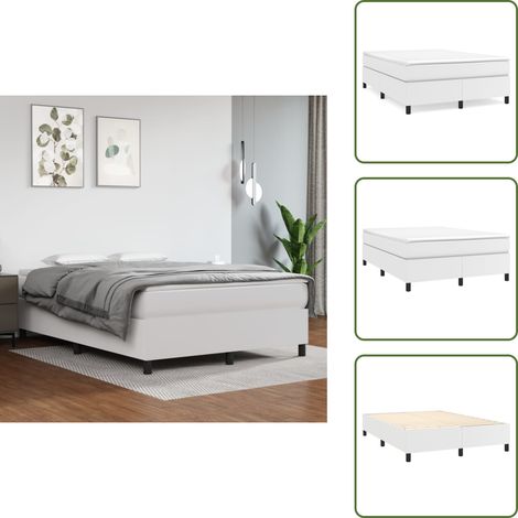 Bettgestell Weiß 140x200 cm Kunstleder - Bettes Gestell - Schlafzimmer Möbel - Weißes Bett - Kunstleder Bett - Doppelbett (1/5)