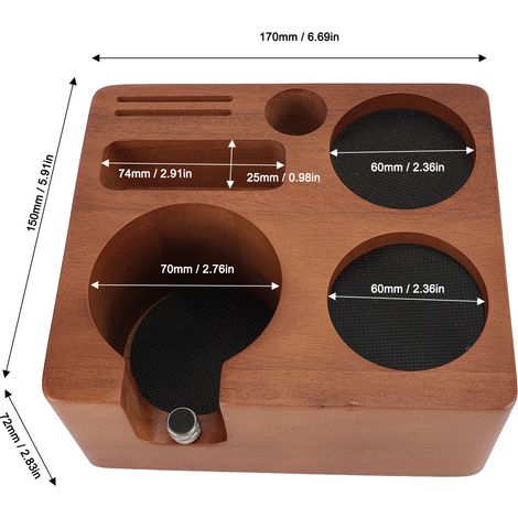 Ortviai Presse-Café en Bois de Noyer 58 mm avec Réglage de Pression – Station Multifonctionnelle pour Portafiltre et Tampon (1/4)