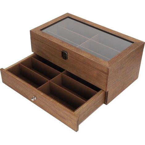 Boîte à lunettes en bois à double compartiment, 12 emplacements, présentoir décoratif (1/5)