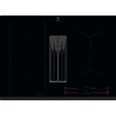 Electrolux – Plaque induction 4 foyers 7350W – Hotte intégrée avec filtre à charbon – Dimensions 71 x 52 cm – Design noir élégant - KCC73443 (1/5)
