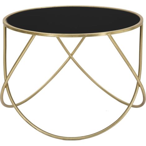 Table Basse Design "Ring" 60cm Noir & Or