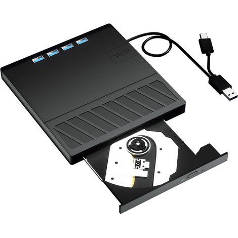 (Modèle A) Lecteur/graveur de disques Blu-ray externe USB 3.0 Type-C avec emplacement pour carte SD/TF, compatible avec les ordinateurs. (1/5)
