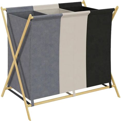 Panier à linge, compartiments multiples, design pliable, T0002-01-18703 (1/2)