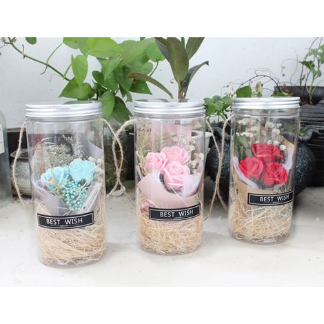 Romantische, ewige Rose, niemals verwelkte Rose, Nachtlicht, Wunschflasche, konservierte Blumen, Seifenrose, Glas-Wunschflasche (1/3)